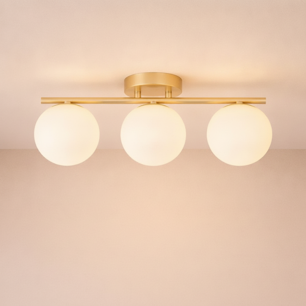 Lampe Plafonnier Led - Duo Laiton Opalin
