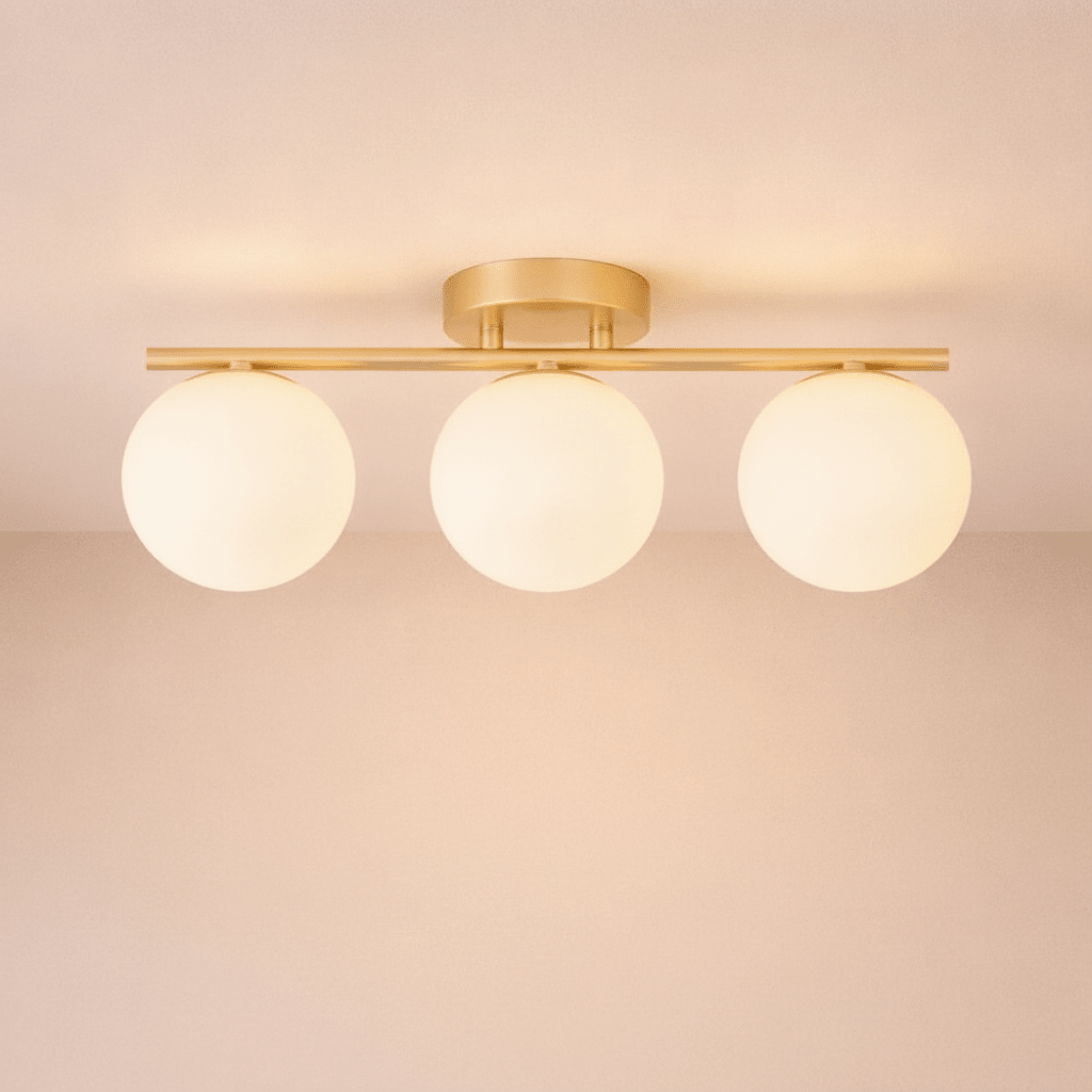 Lampe Plafonnier Led - Duo Laiton Opalin - Lightora