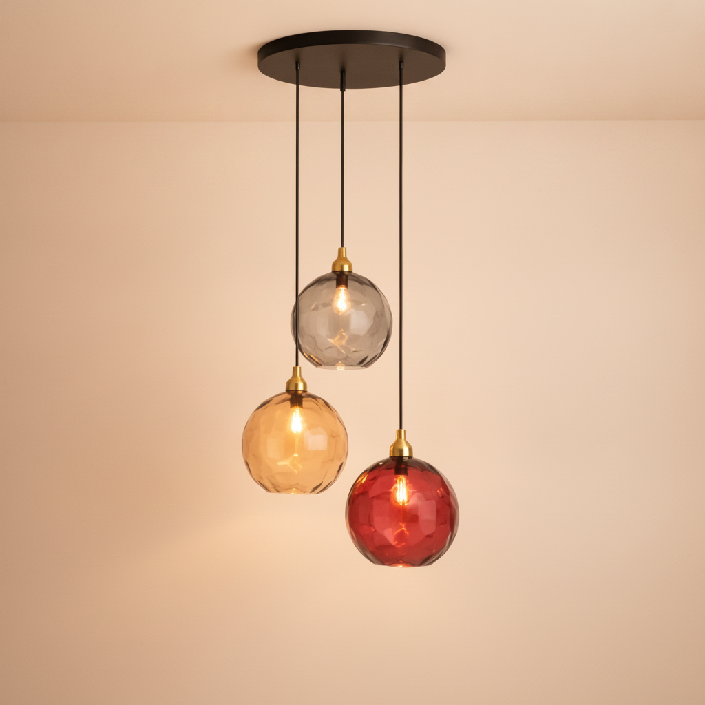 Luminaire Suspension Verre - Sphères Colorées