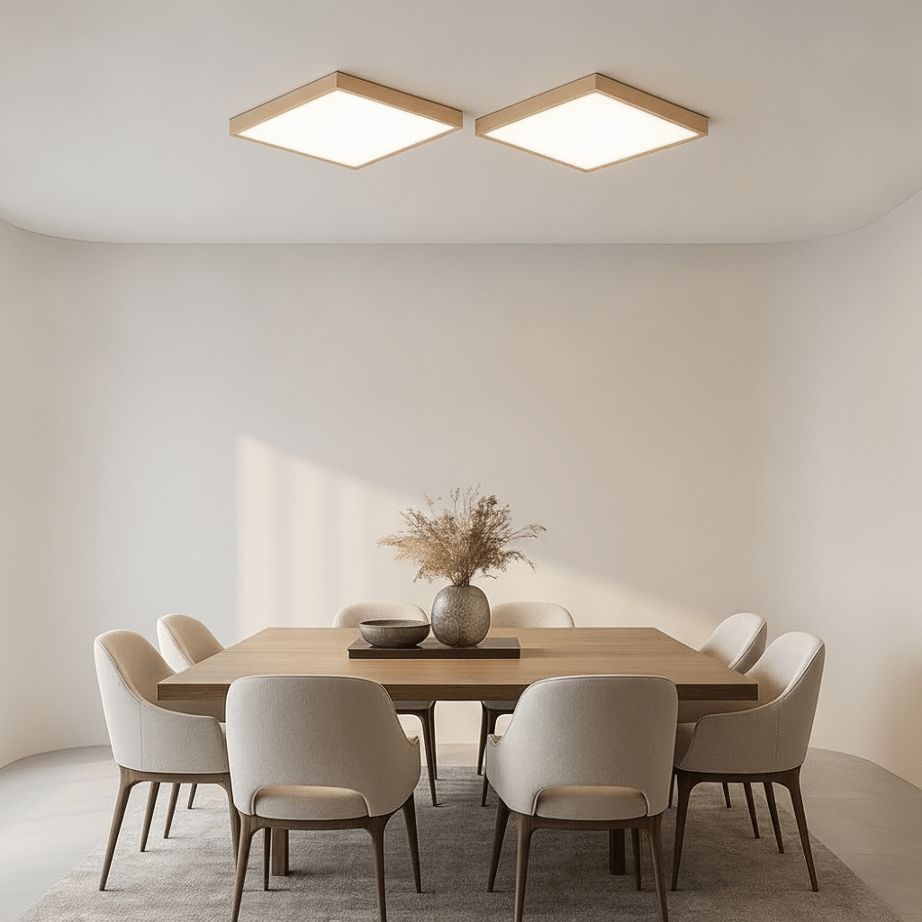 Plafonnier Led Carré - Cadre Bois Intuitif - Lightora