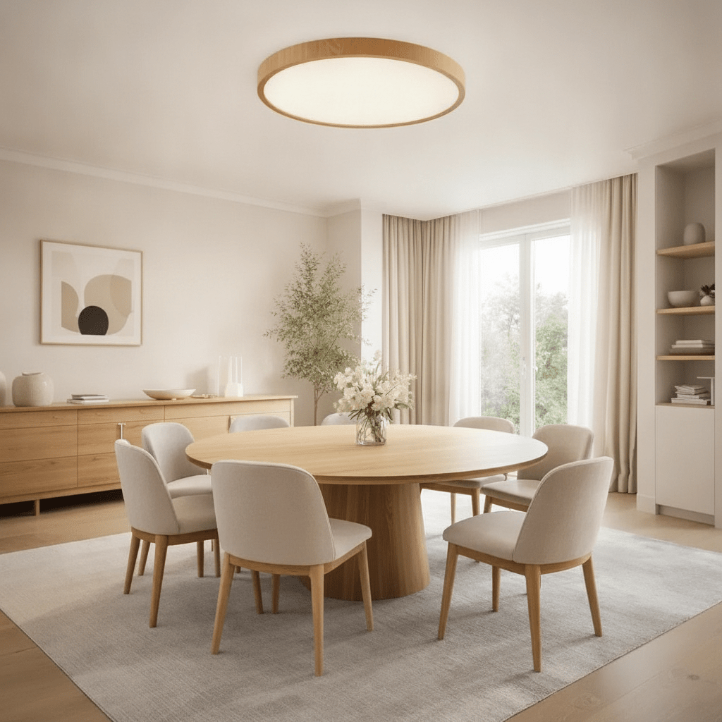 Plafonnier Rond Led - Cercle Bois Épuré - Lightora