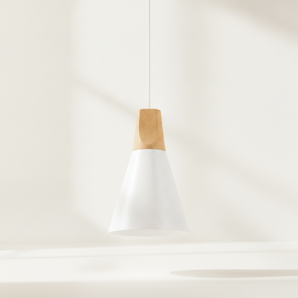 Suspension Scandinave - Cône Bois et Macaron