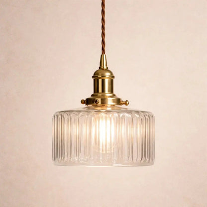 Luminaire Suspension Verre - Verre Cylindrique Vintage