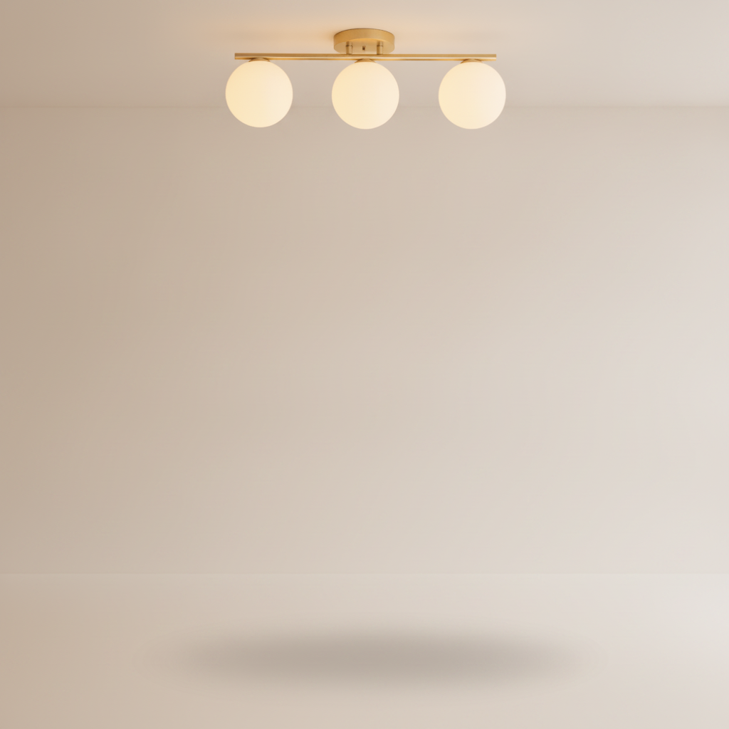 Lampe Plafonnier Led - Duo Laiton Opalin