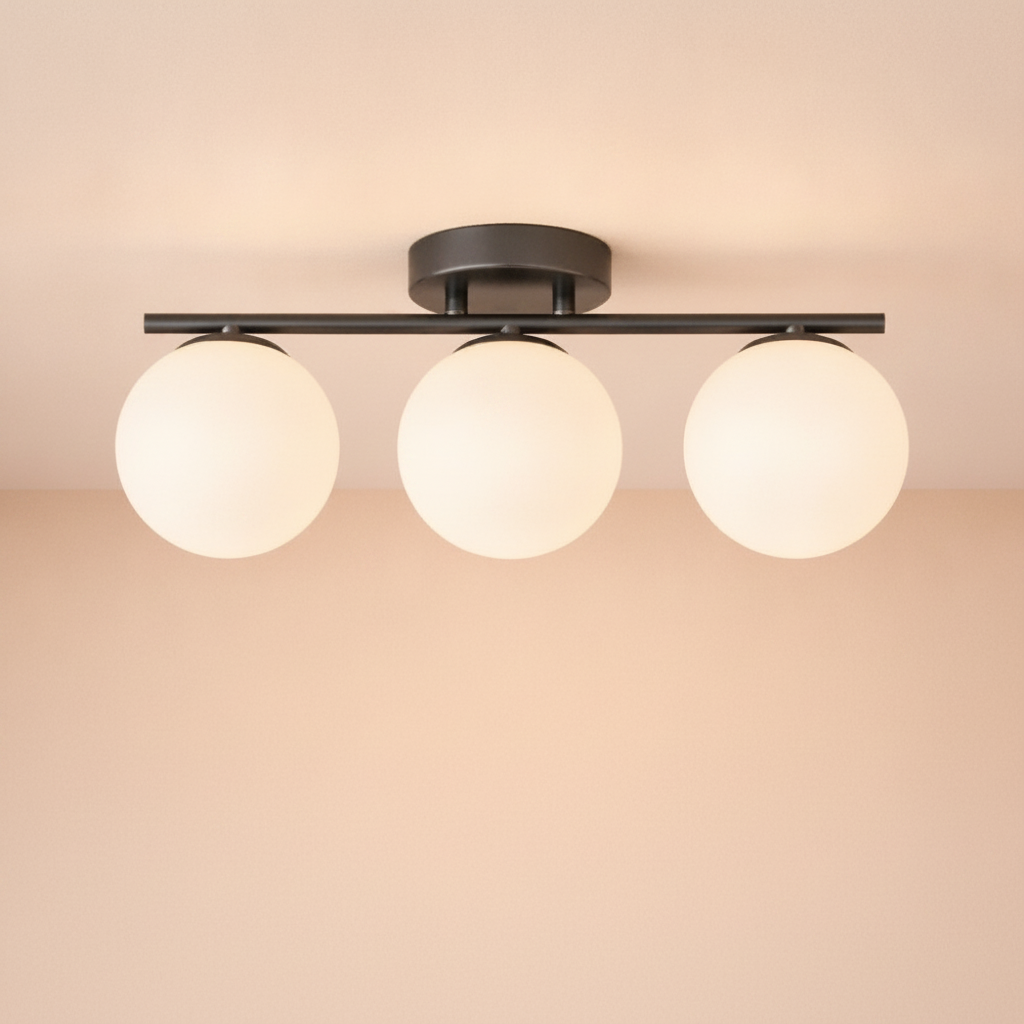 Lampe Plafonnier Led - Duo Laiton Opalin