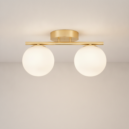 Lampe Plafonnier Led - Duo Laiton Opalin