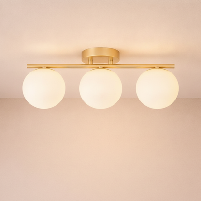 Lampe Plafonnier Led - Duo Laiton Opalin