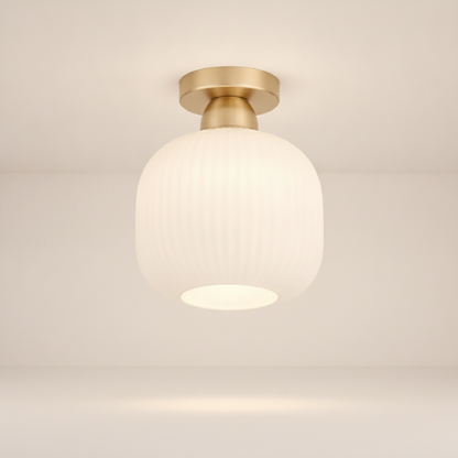 Lampe Plafonnier Led - Verre Plissé Doré