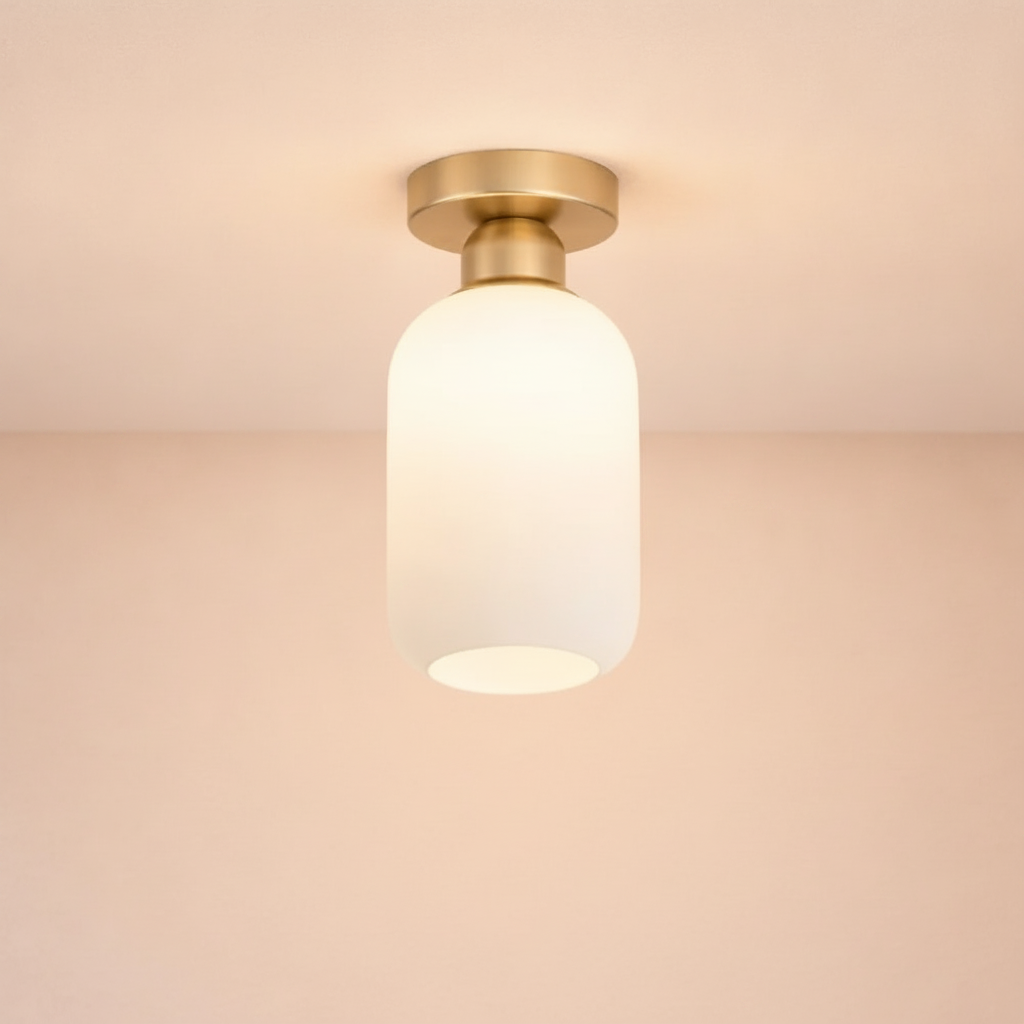 Lampe Plafonnier Led - Verre Plissé Doré