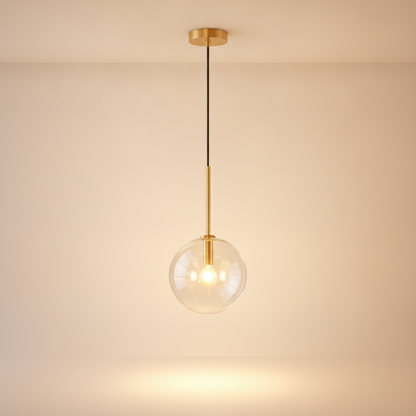 Luminaire En Verre Suspension - Sphère Dorée