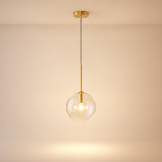 Luminaire En Verre Suspension - Sphère Dorée