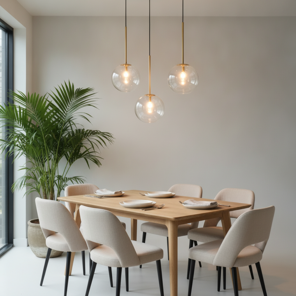 Luminaire En Verre Suspension - Sphère Dorée