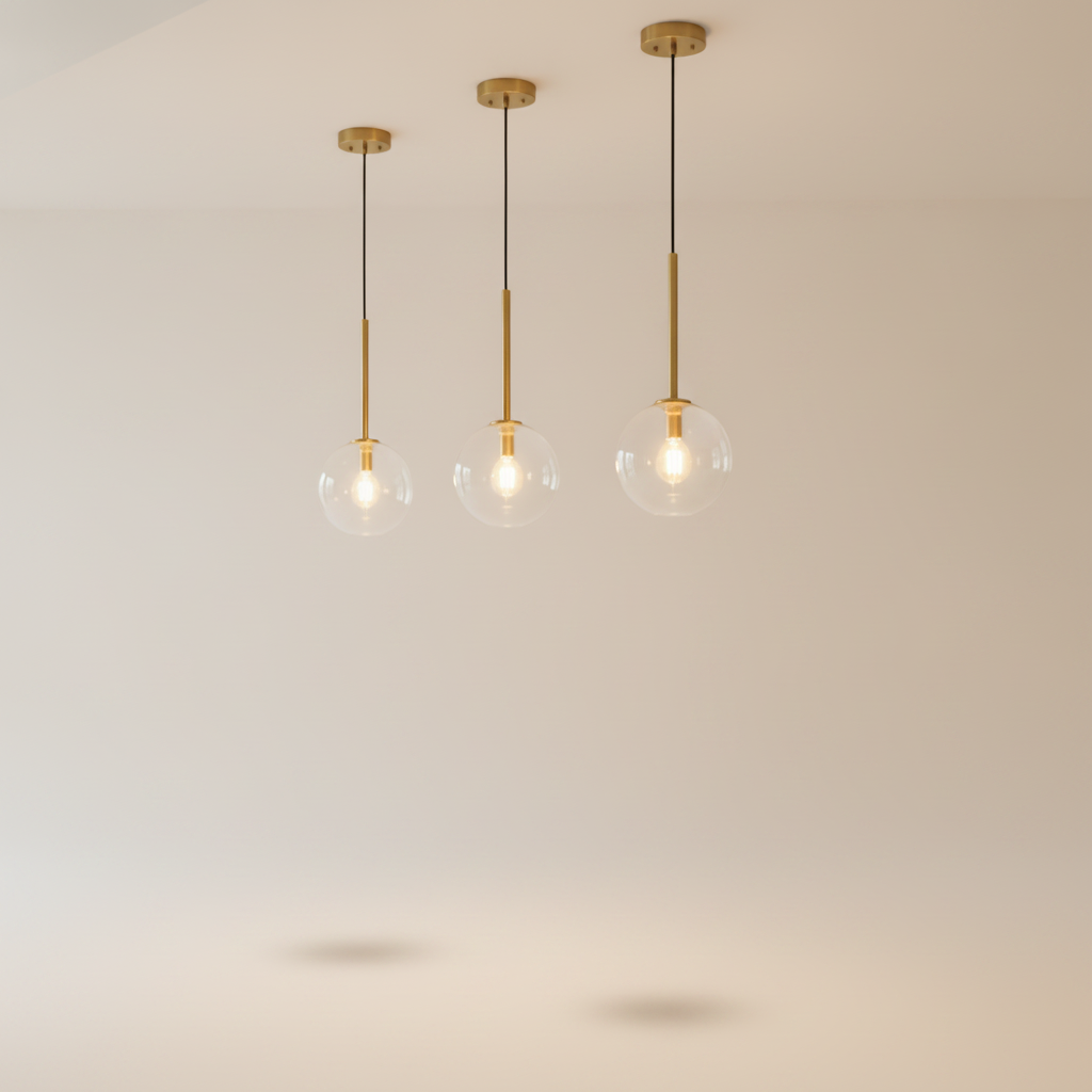 Luminaire En Verre Suspension - Sphère Dorée
