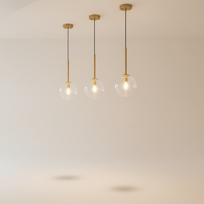 Luminaire En Verre Suspension - Sphère Dorée