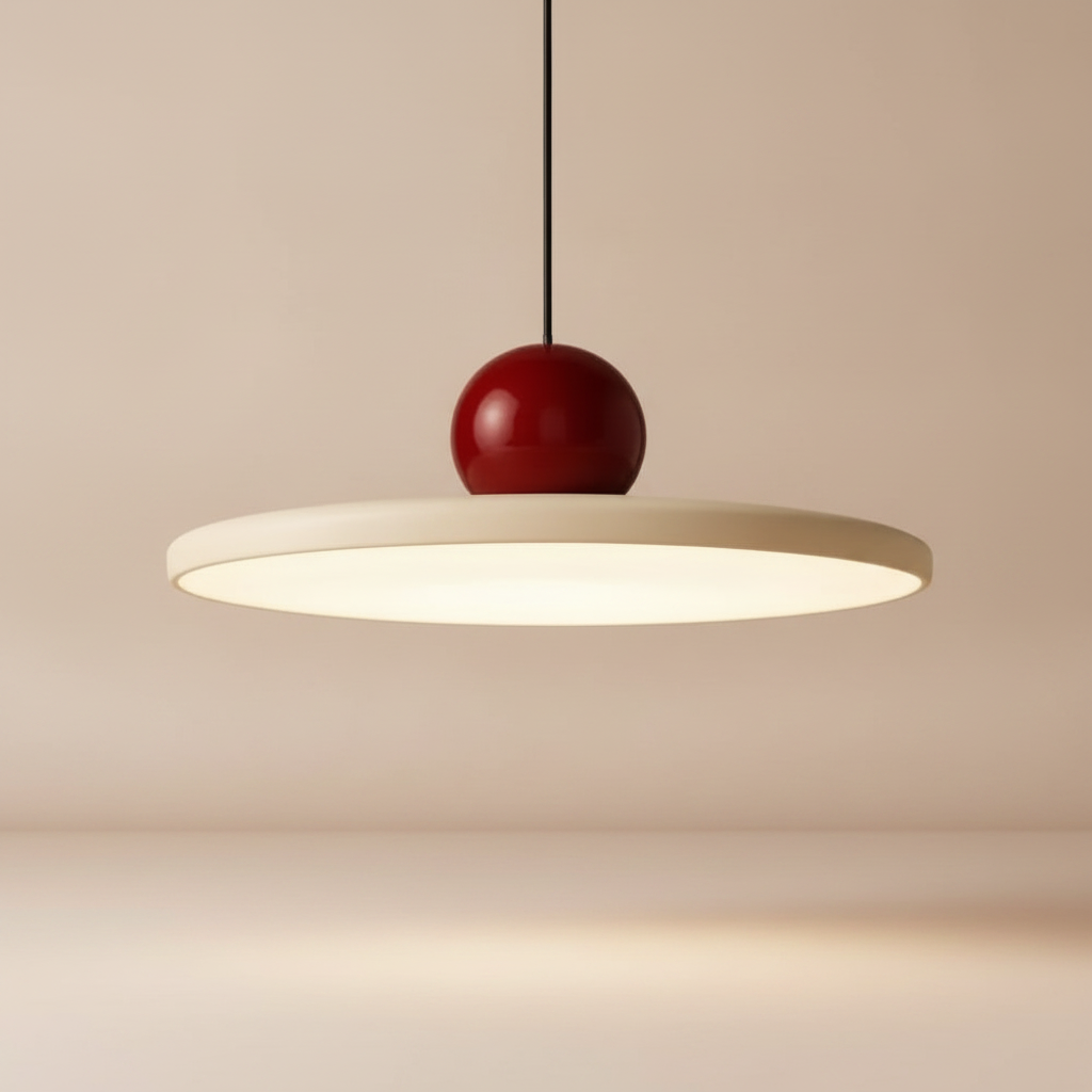 Luminaire Suspension Industriel - Disque Sculptural Laqué