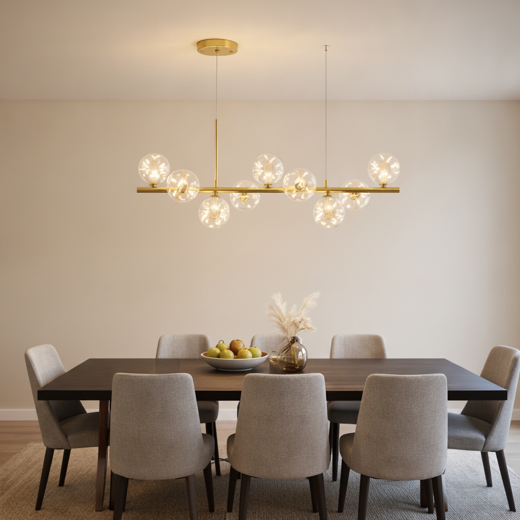 Luminaire Suspension Salle à Manger - Halo Linéaire Élégant