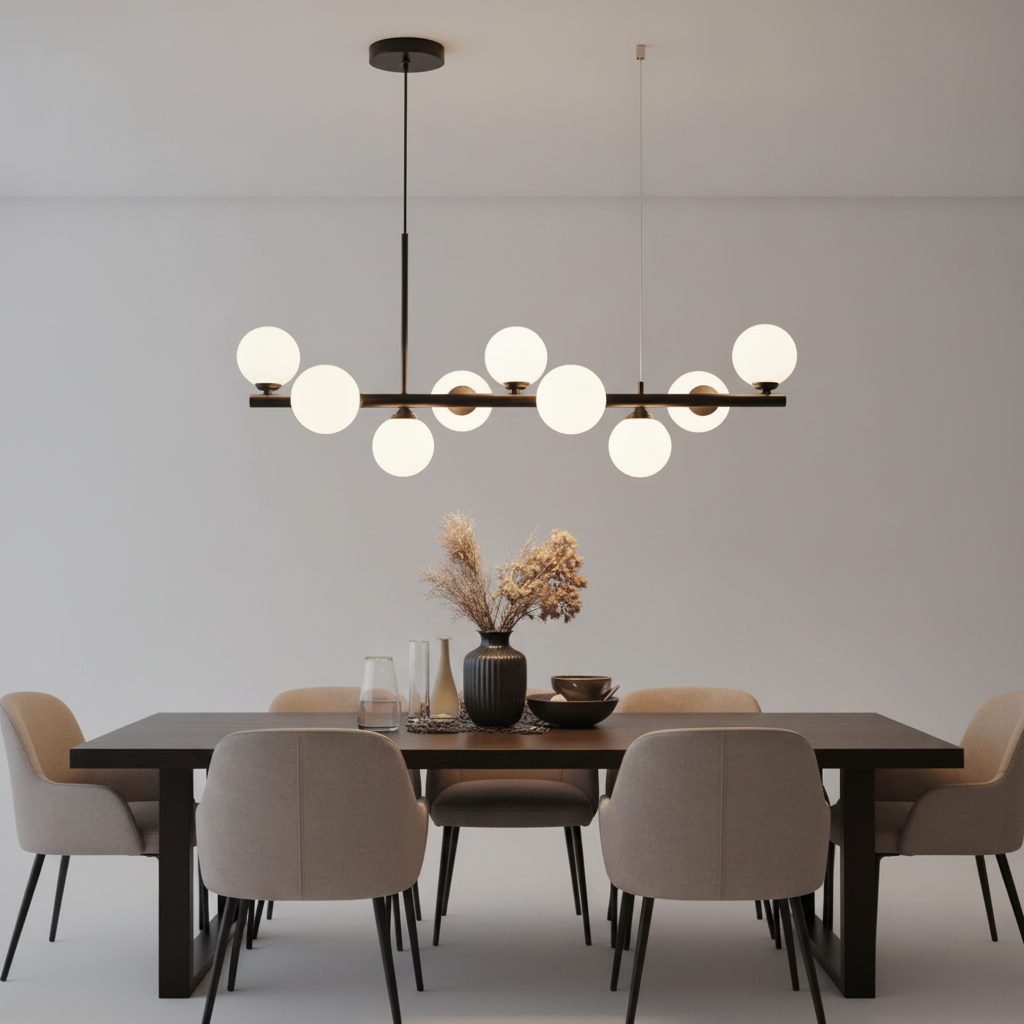 Luminaire Suspension Salle à Manger - Halo Linéaire Élégant