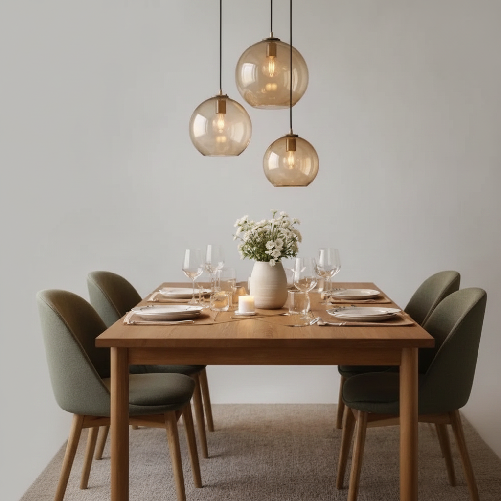 Luminaire Suspension Verre - Ambré Halo Doux