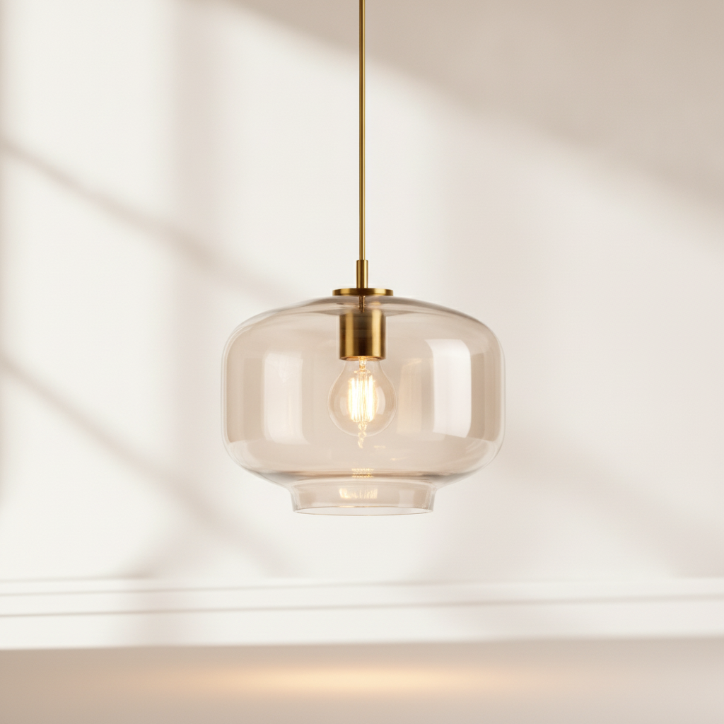 Luminaire Suspension Verre - Ambré Halo Doux