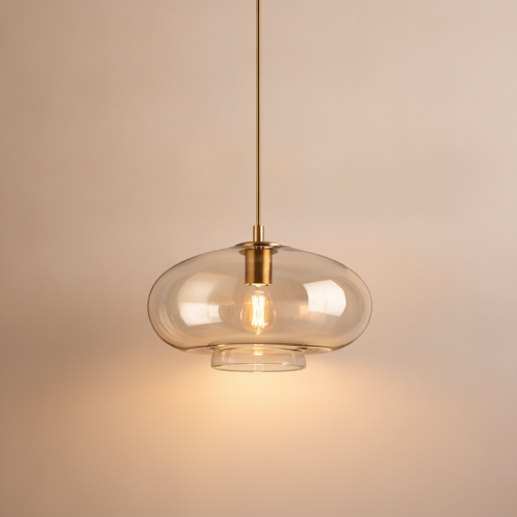 Luminaire Suspension Verre - Ambré Halo Doux
