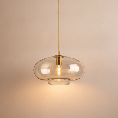 Luminaire Suspension Verre - Ambré Halo Doux