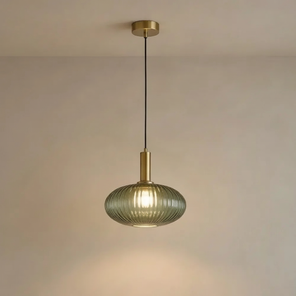 Luminaire Suspension Verre - Coloré Ondes Rétro