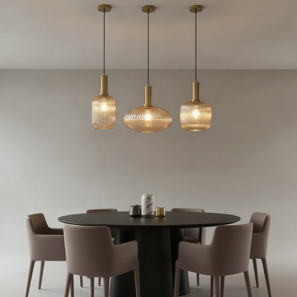 Luminaire Suspension Verre - Coloré Ondes Rétro