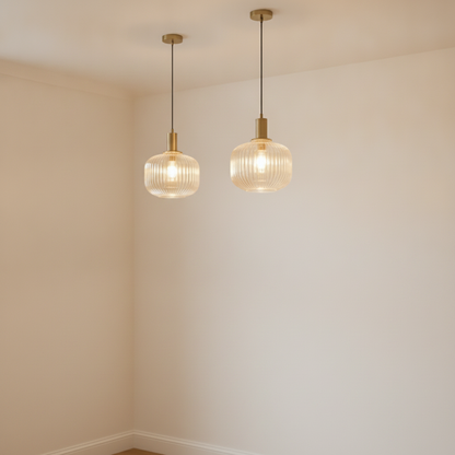 Luminaire Suspension Verre - Coloré Ondes Rétro