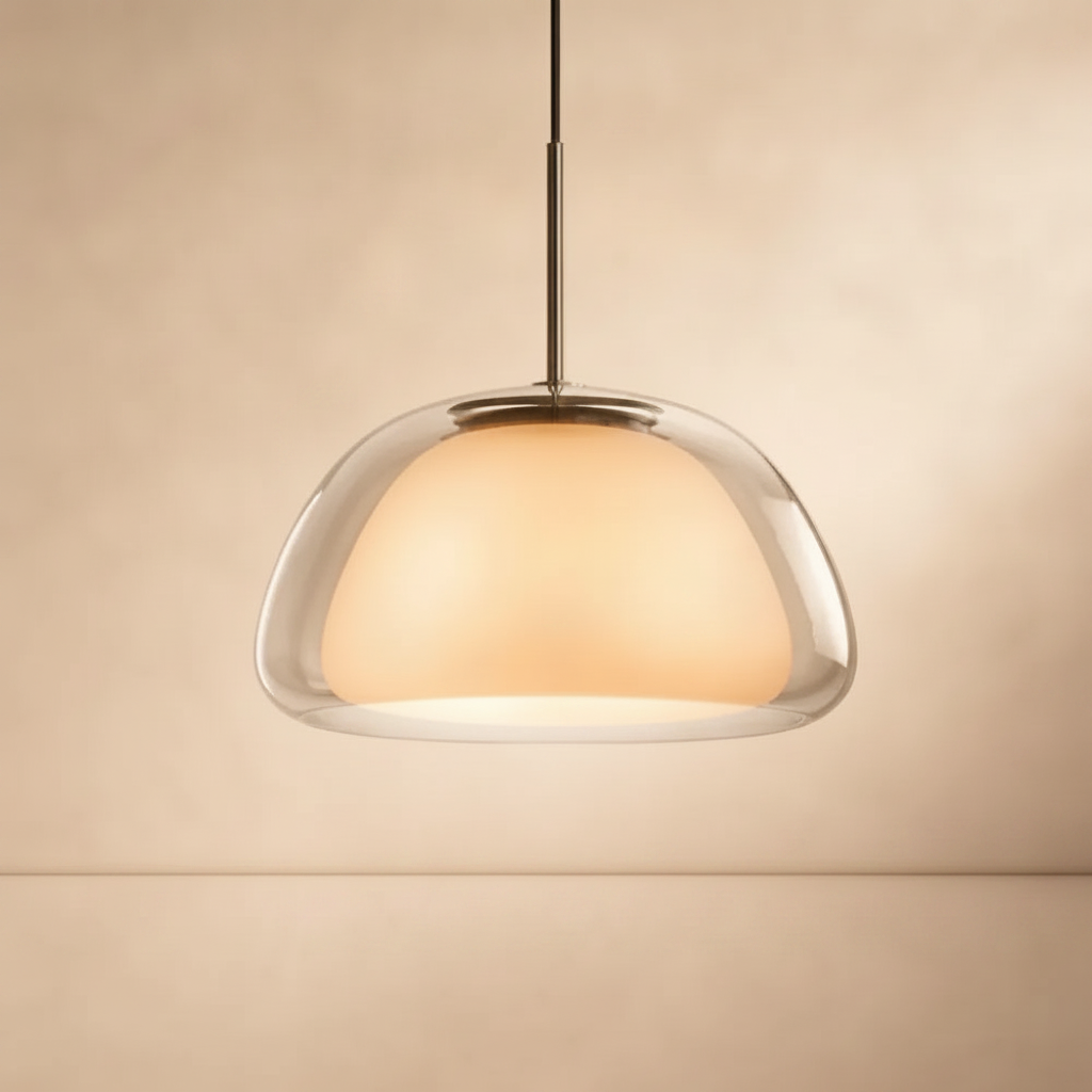 Luminaire Suspension Verre - Dôme Verre Givré