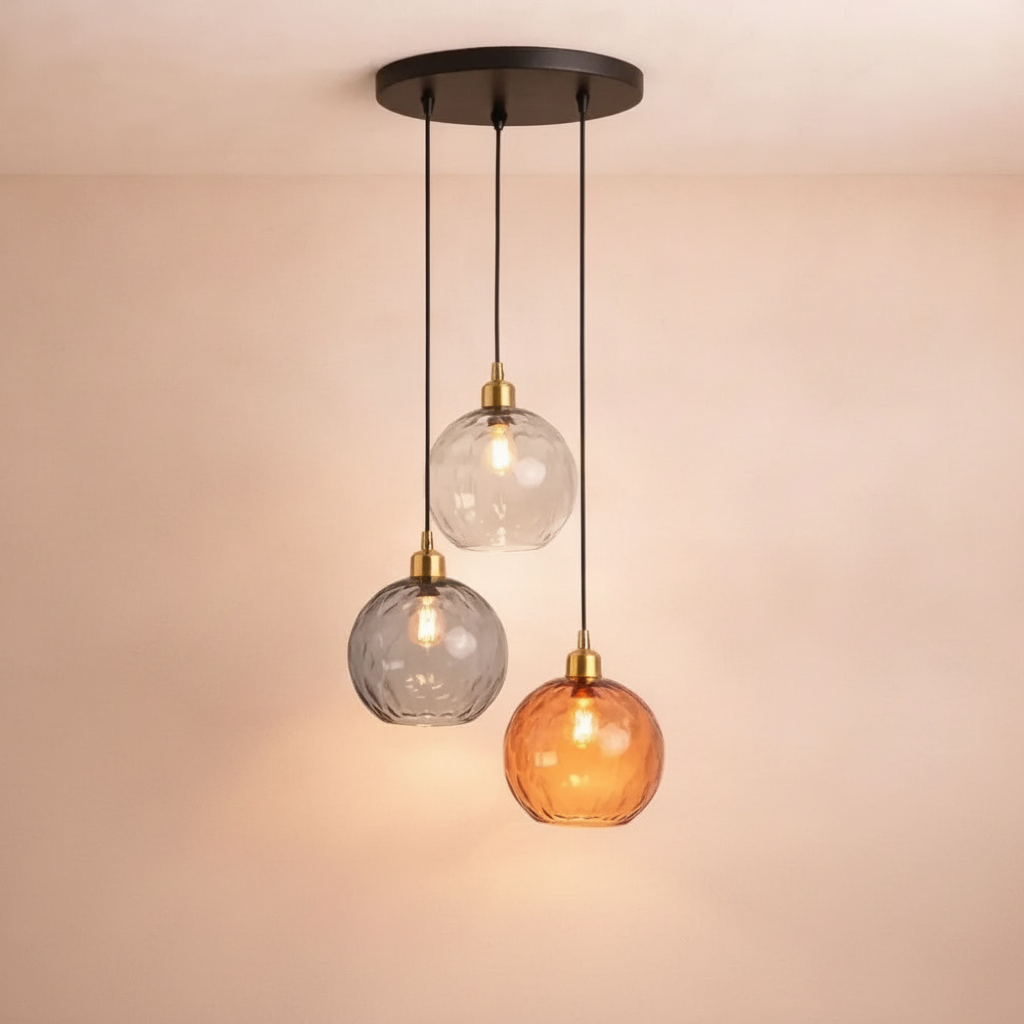 Luminaire Suspension Verre - Sphères Colorées