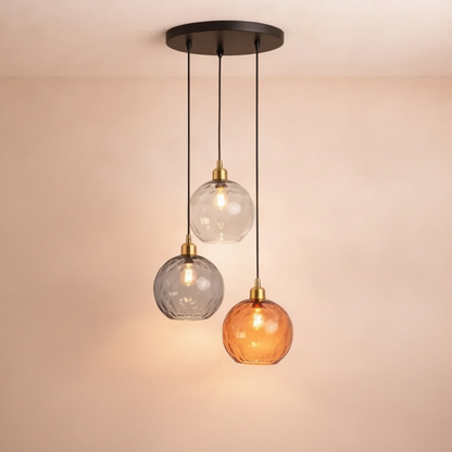 Luminaire Suspension Verre - Sphères Colorées