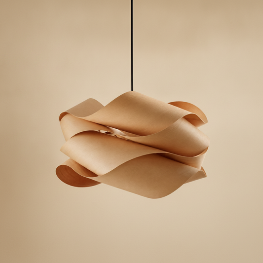 Lustre Bois - Nuage De Rubans Flottants