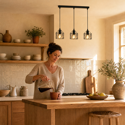 Lustre Cuisine - Trio De Cages Noires