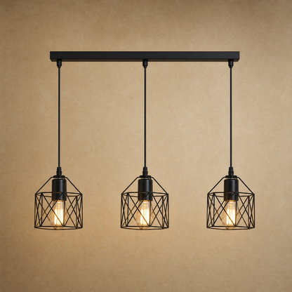 Lustre Cuisine - Trio De Cages Noires