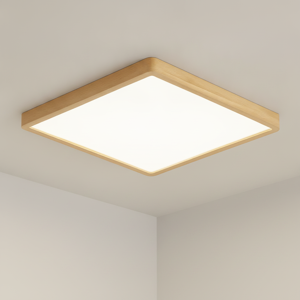 Plafonnier Led Carré - Cadre Bois Intuitif