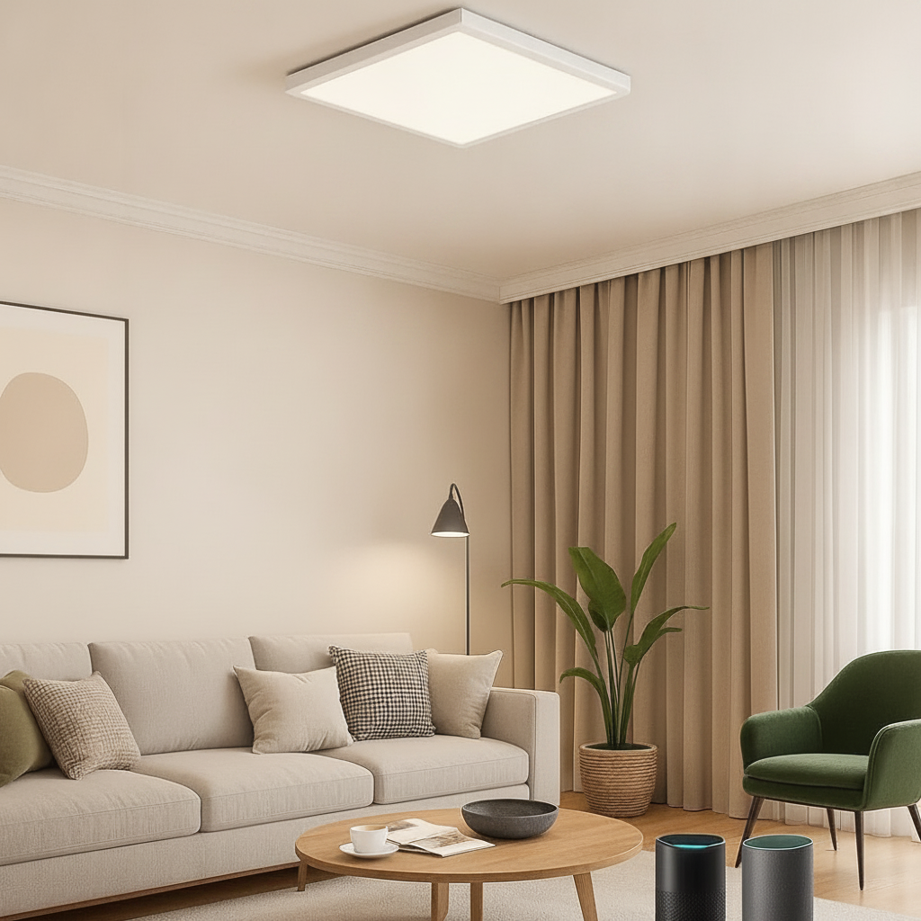 Plafonnier Led Carré - Cadre Bois Intuitif