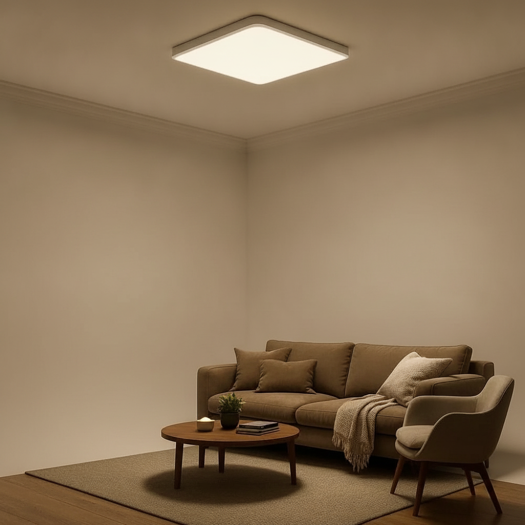 Plafonnier Led Carré - Cadre Bois Intuitif