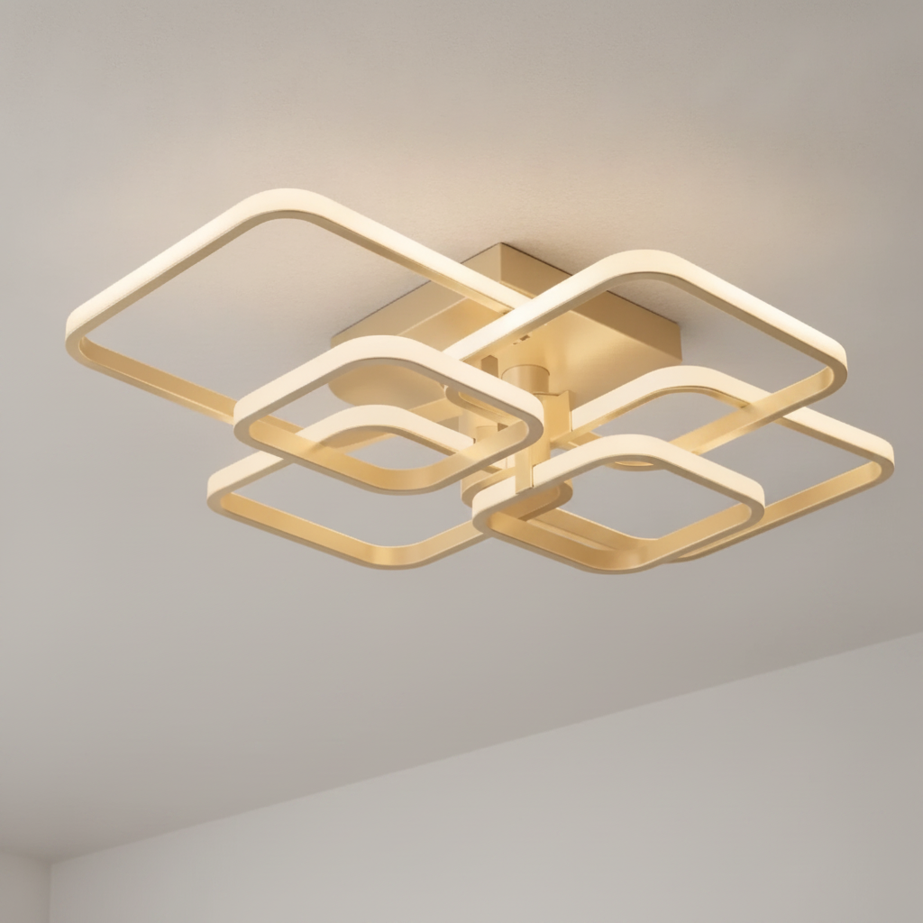 Plafonnier LED Carré - Halo Géométrique Contemporain