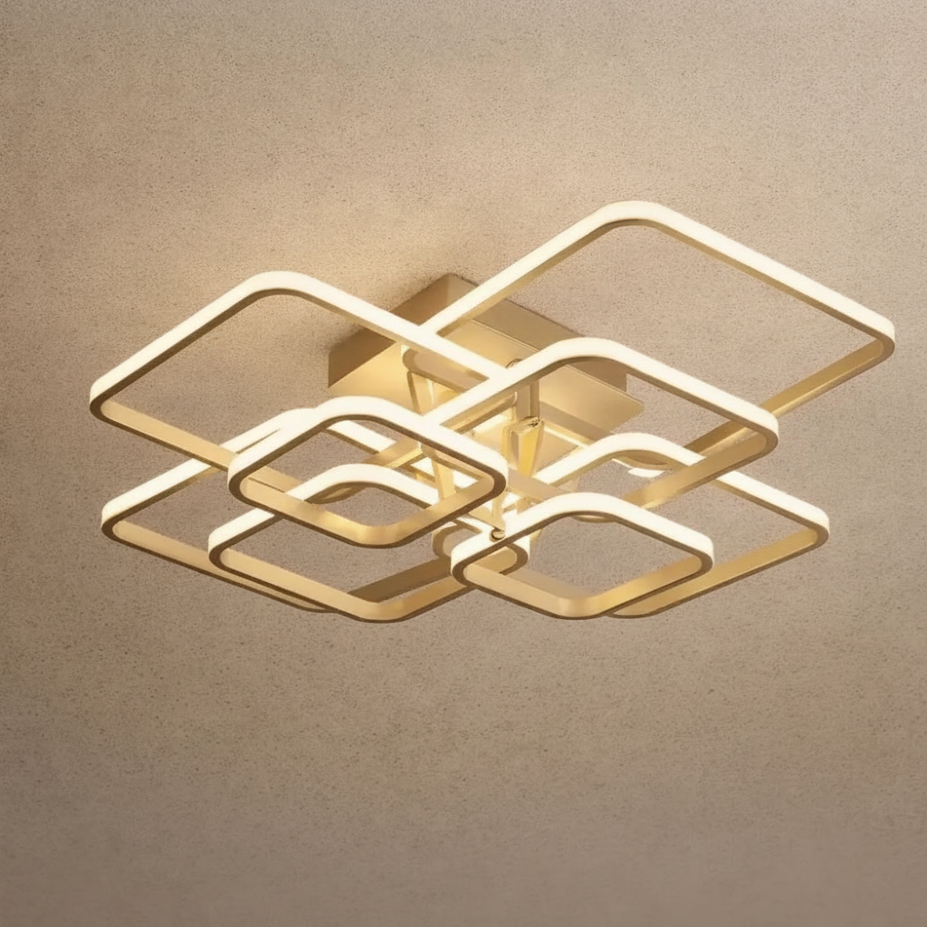 Plafonnier LED Carré - Halo Géométrique Contemporain
