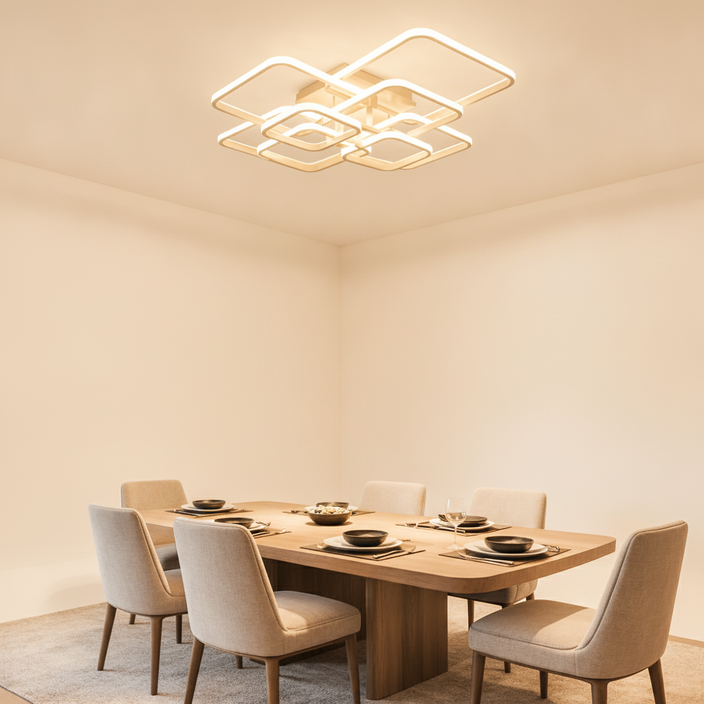 Plafonnier LED Carré - Halo Géométrique Contemporain
