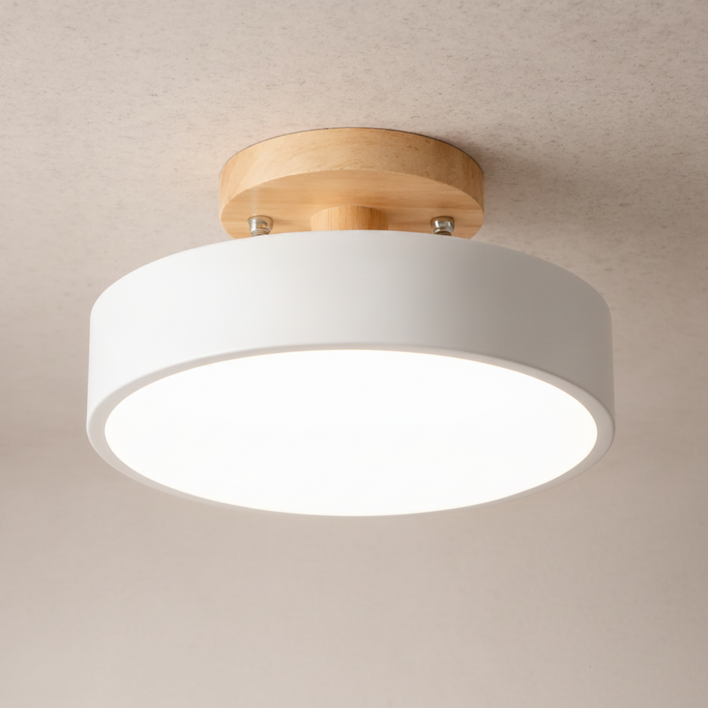 Plafonnier LED en Bois - Éclat Chaleur Nordique