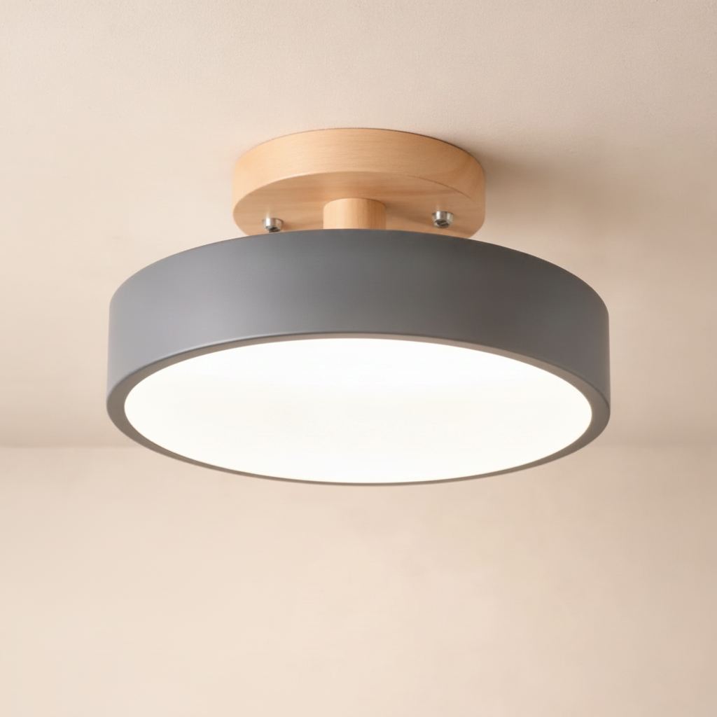 Plafonnier LED en Bois - Éclat Chaleur Nordique