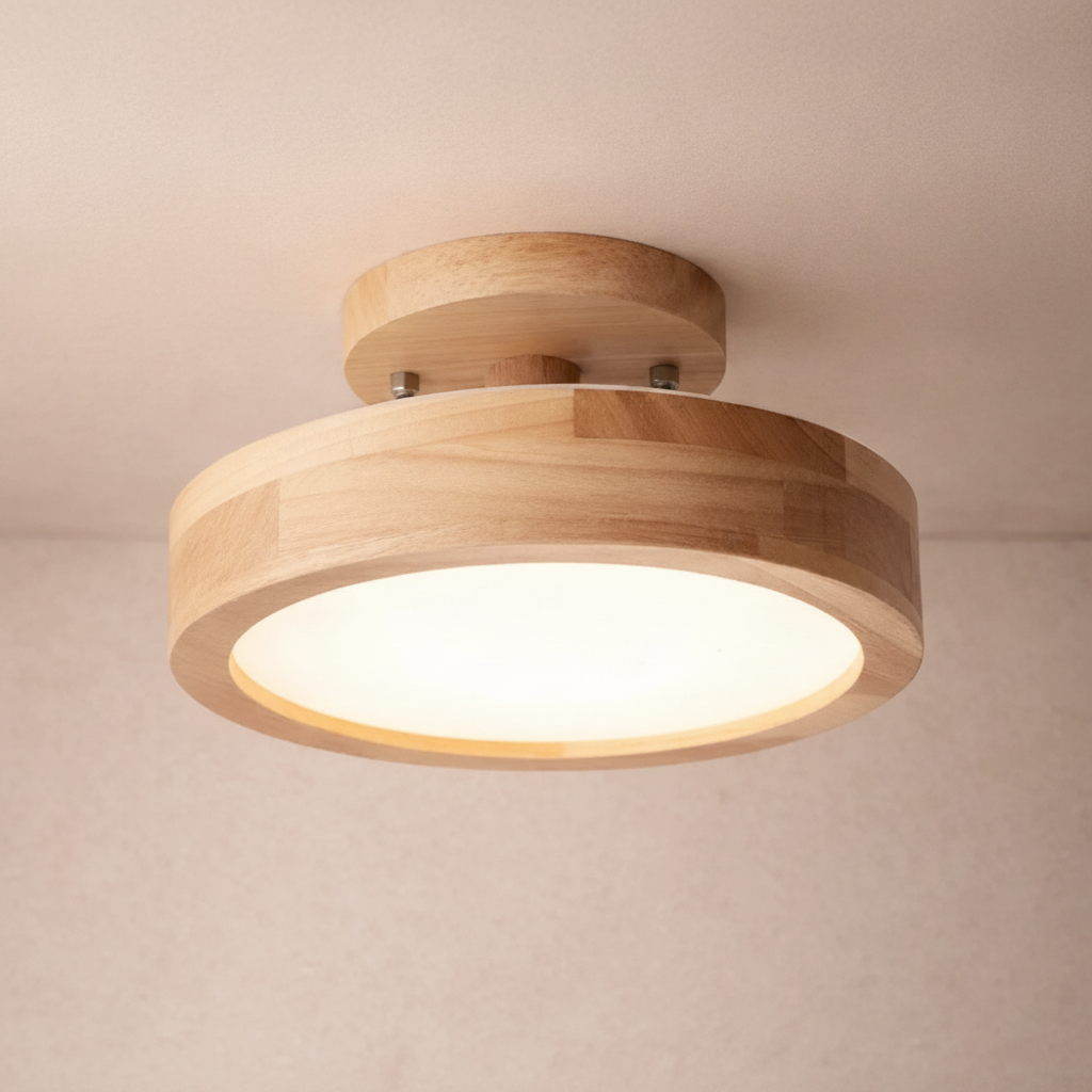 Plafonnier LED en Bois - Éclat Chaleur Nordique