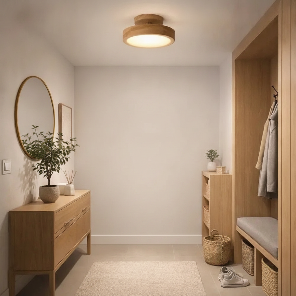 Plafonnier LED en Bois - Éclat Chaleur Nordique