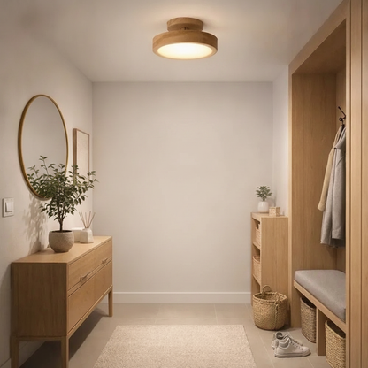 Plafonnier LED en Bois - Éclat Chaleur Nordique