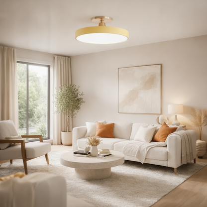 Plafonnier Led Rond - Halo Doré Minimaliste