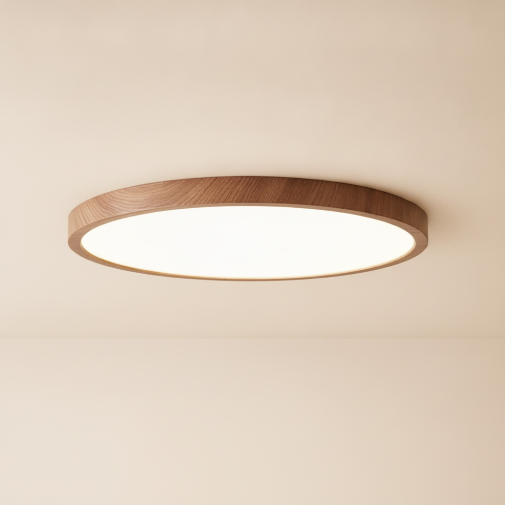Plafonnier Rond Led - Cercle Bois Épuré