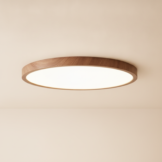 Plafonnier Rond Led - Cercle Bois Épuré
