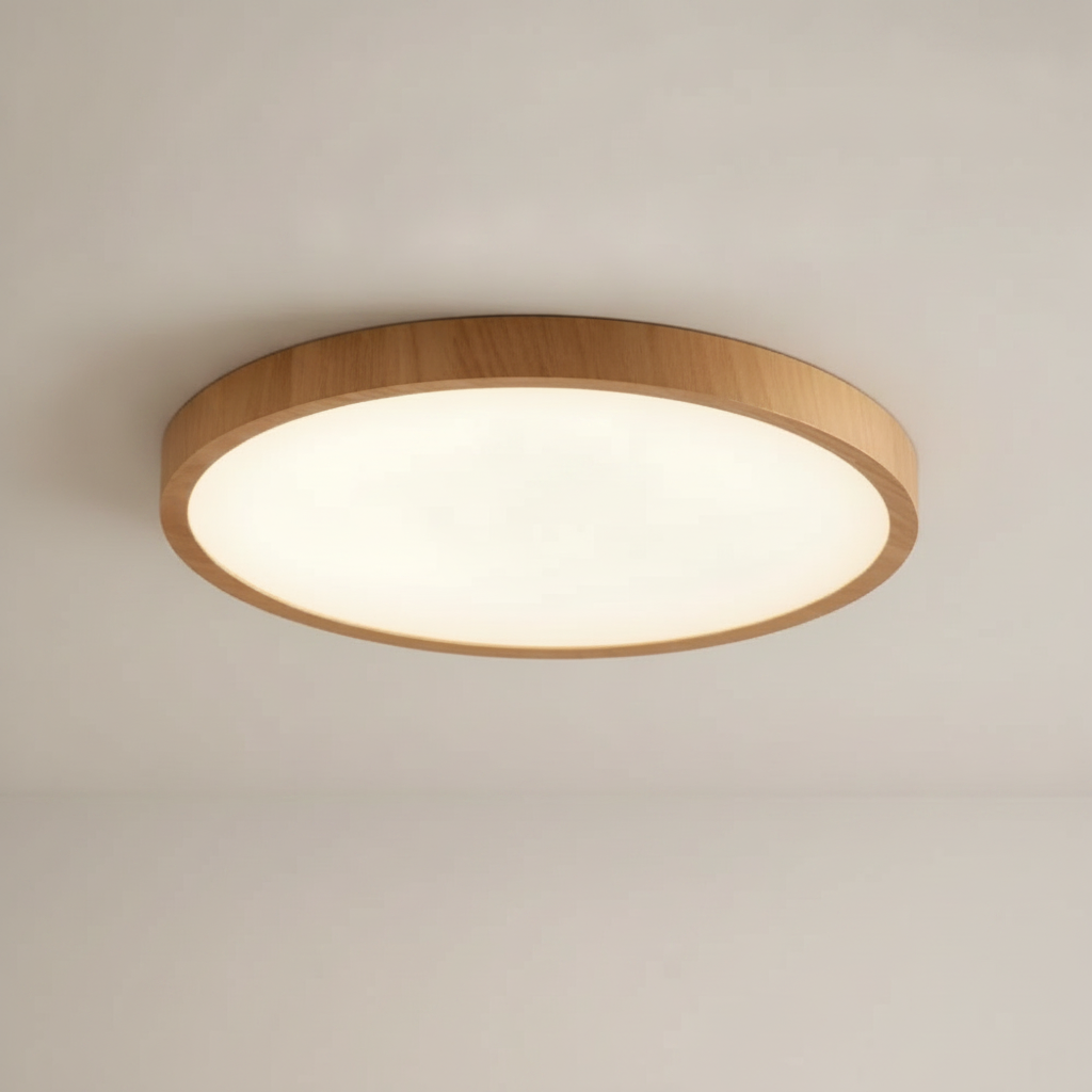 Plafonnier Rond Led - Cercle Bois Épuré