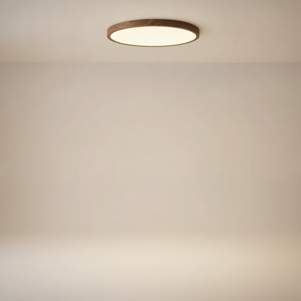 Plafonnier Rond Led - Cercle Bois Épuré